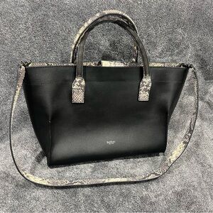 Botkier Embossed Tribeca Open Satchel snakeskin-print trim and zipper accents